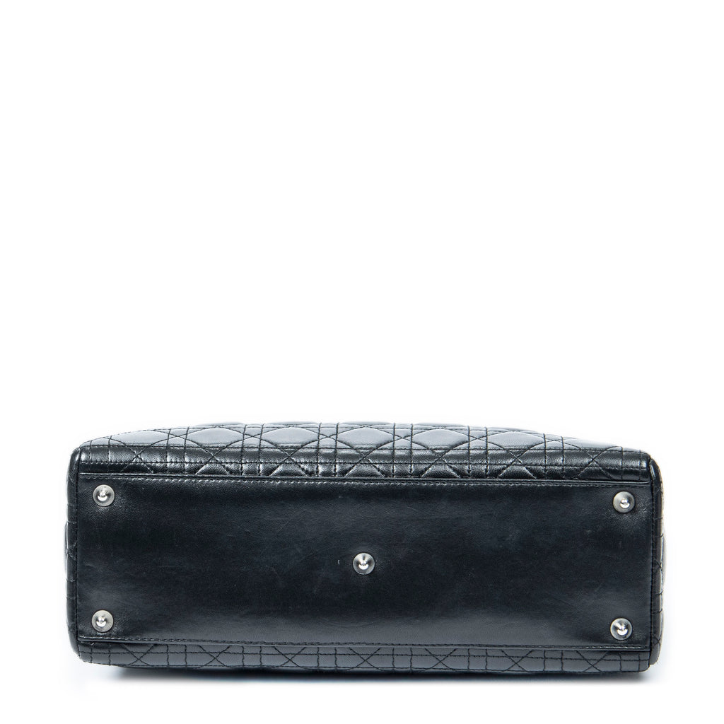 Handbag Large Lady Dior Zip Black Cannage Lambskin Leather