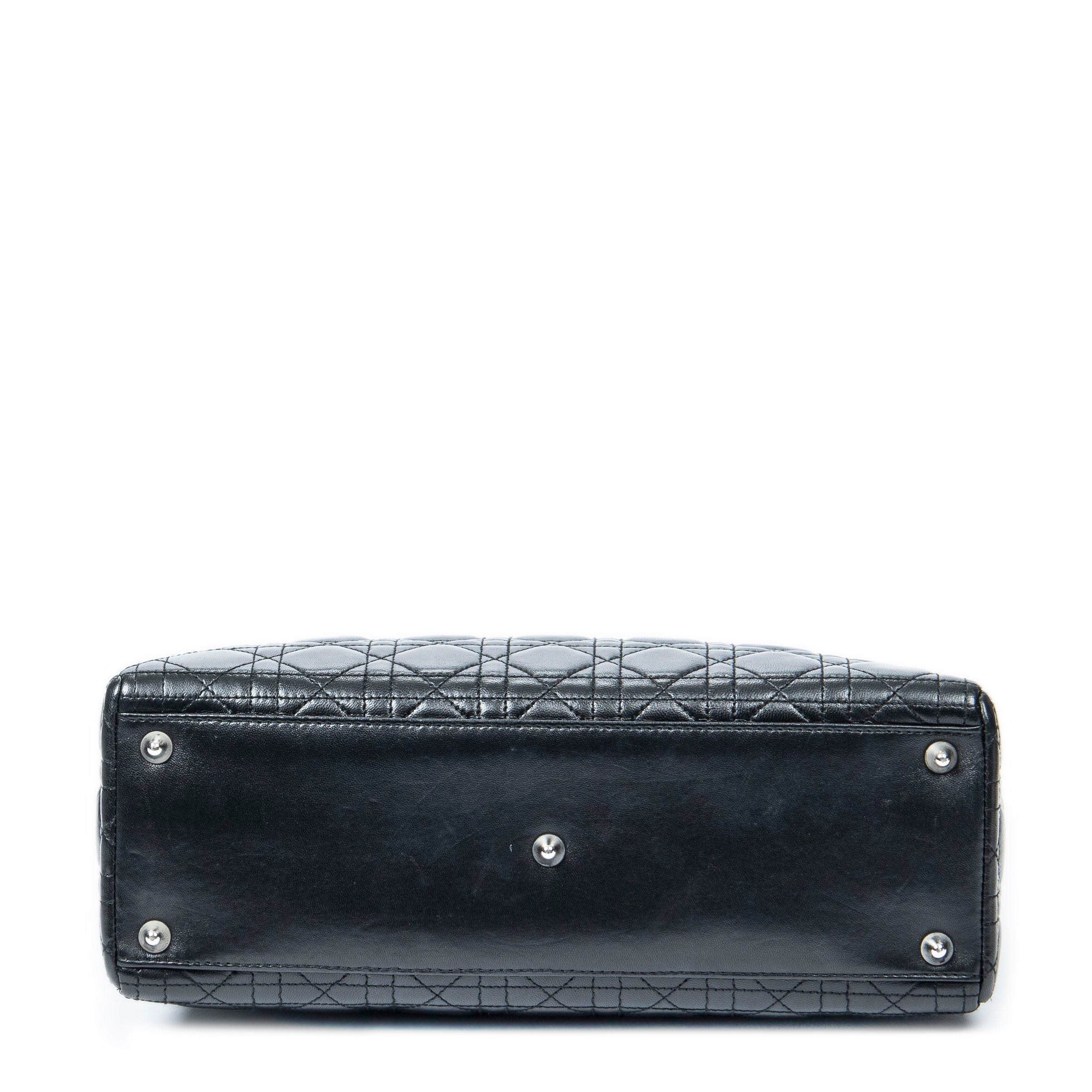 Handbag Large Lady Dior Zip Black Cannage Lambskin Leather