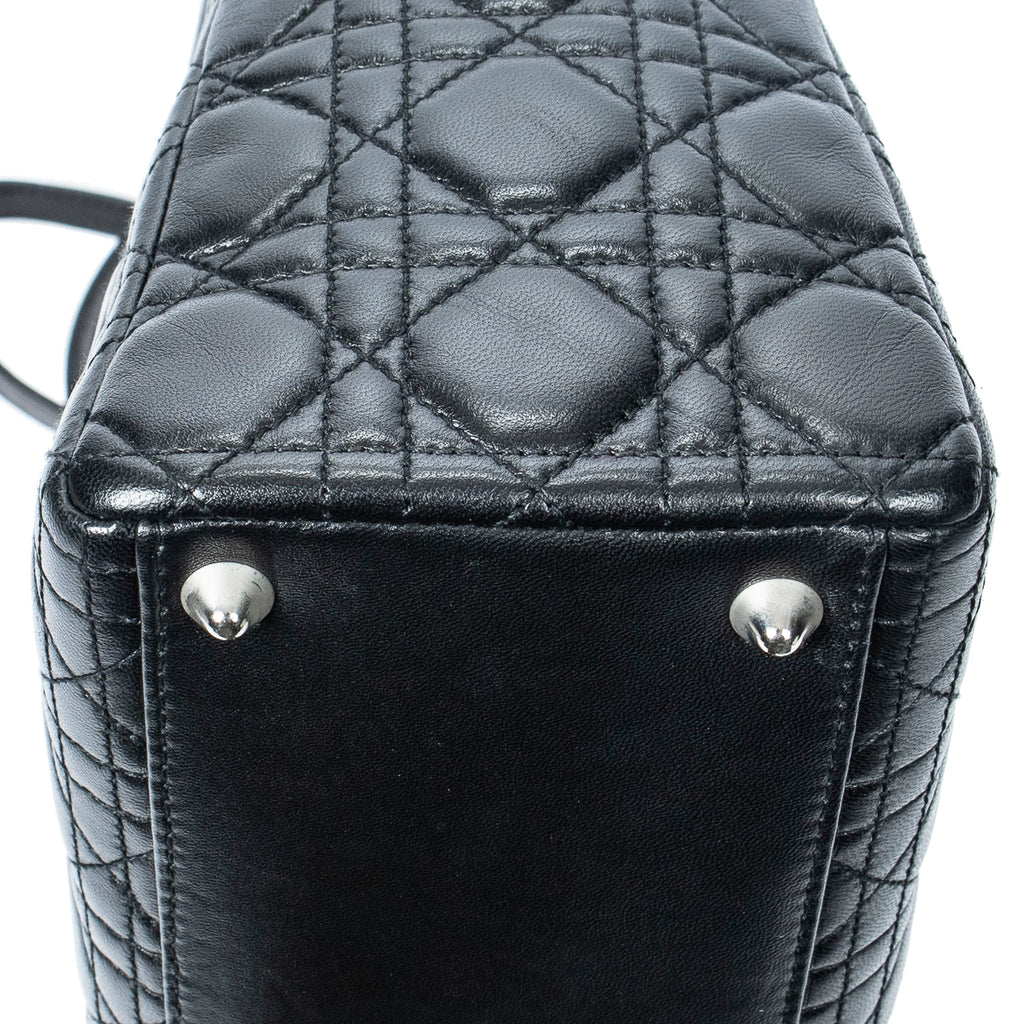 Handbag Large Lady Dior Zip Black Cannage Lambskin Leather