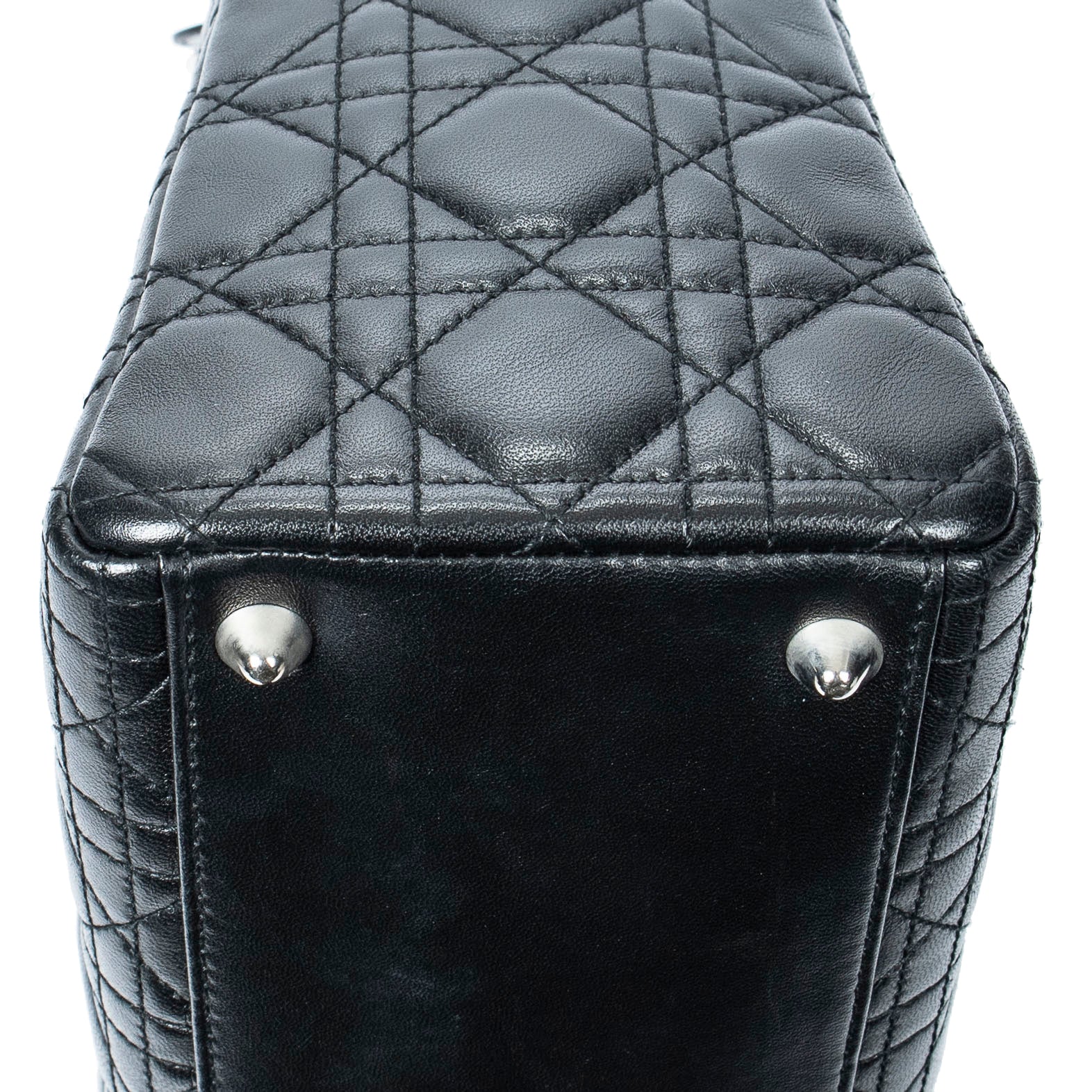 Handbag Large Lady Dior Zip Black Cannage Lambskin Leather