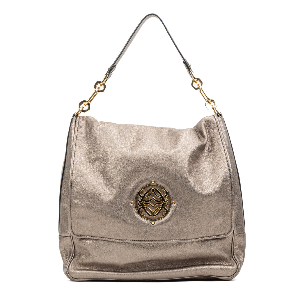 Shoulder bag Large Flap Shoulder Bag Gold Goatskin Leather