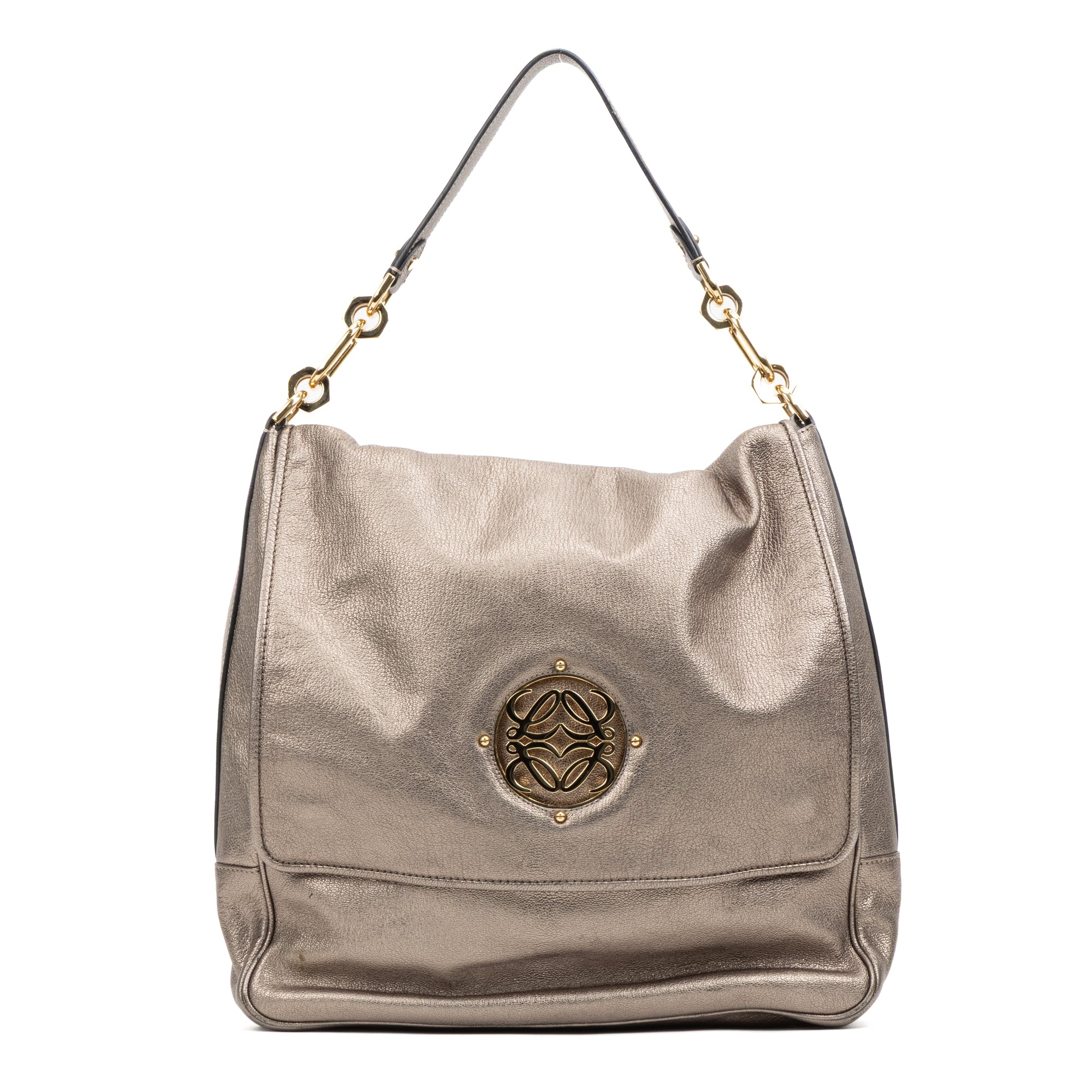 Shoulder bag Large Flap Shoulder Bag Gold Goatskin Leather