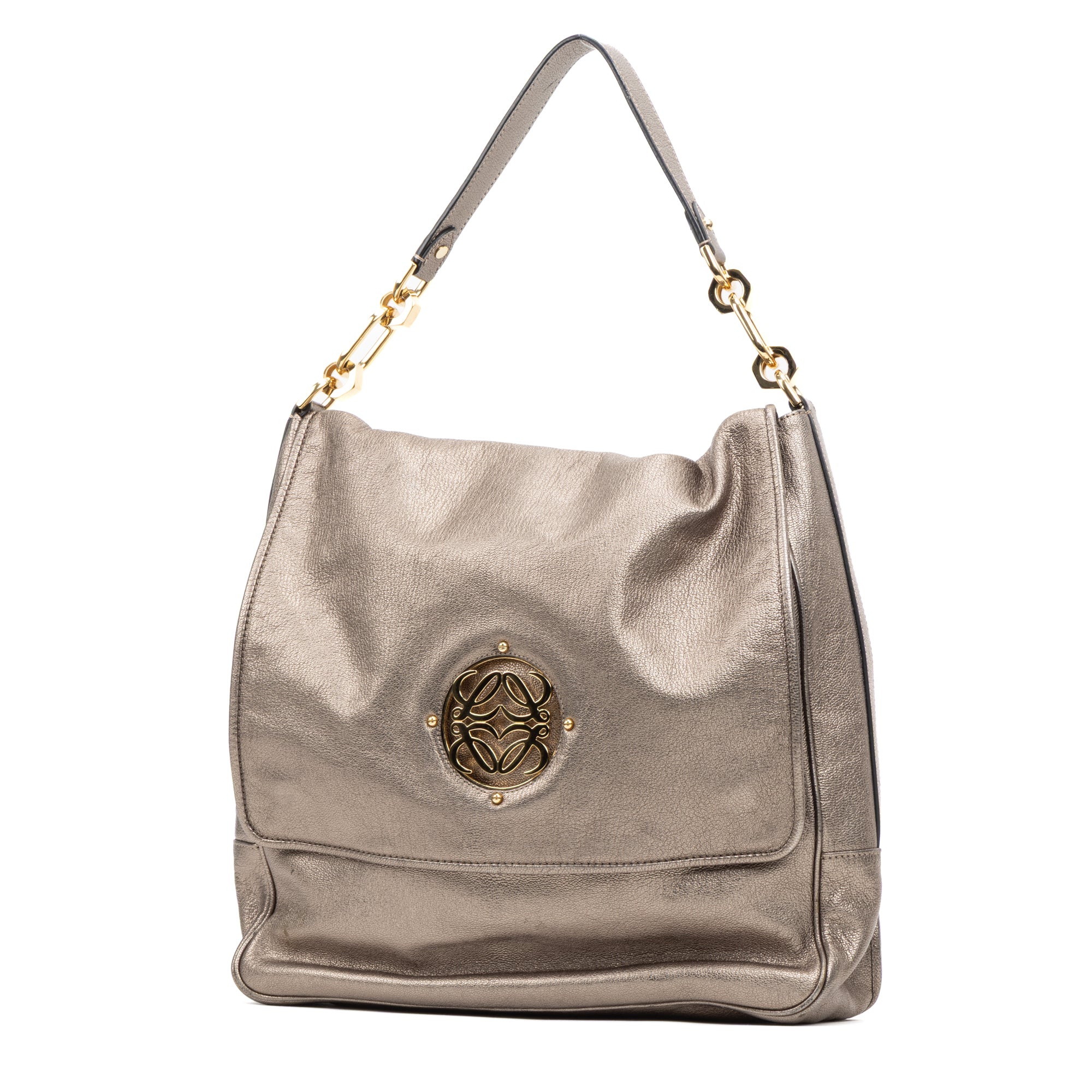 Shoulder bag Large Flap Shoulder Bag Gold Goatskin Leather