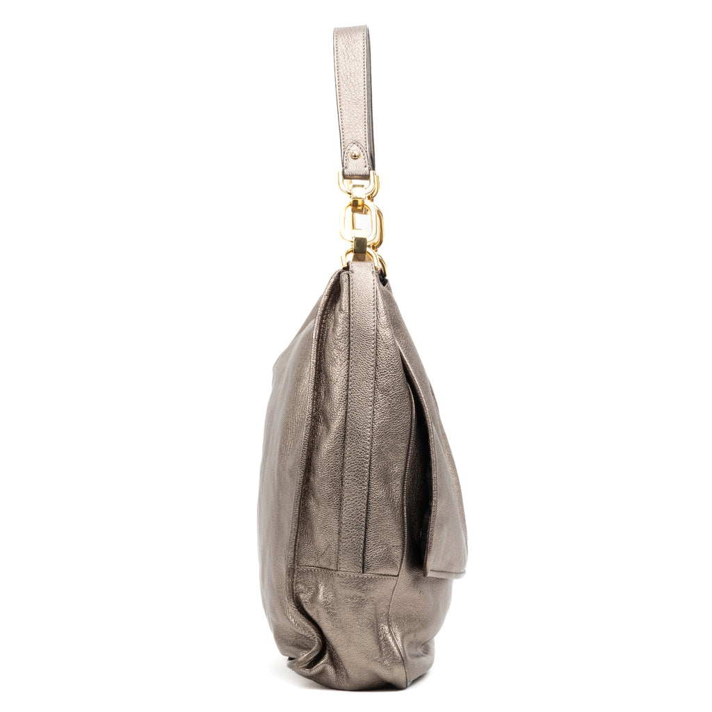 Shoulder bag Large Flap Shoulder Bag Gold Goatskin Leather