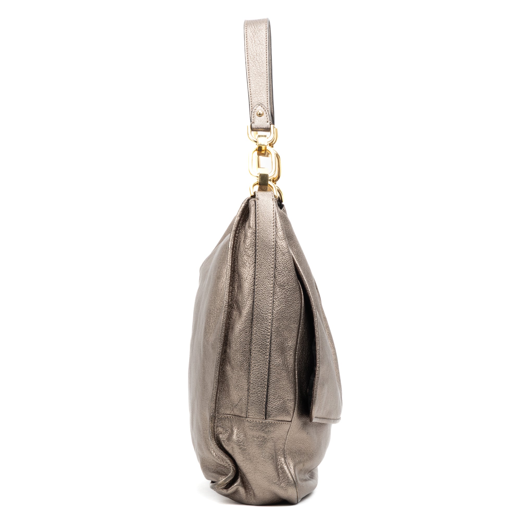 Shoulder bag Large Flap Shoulder Bag Gold Goatskin Leather