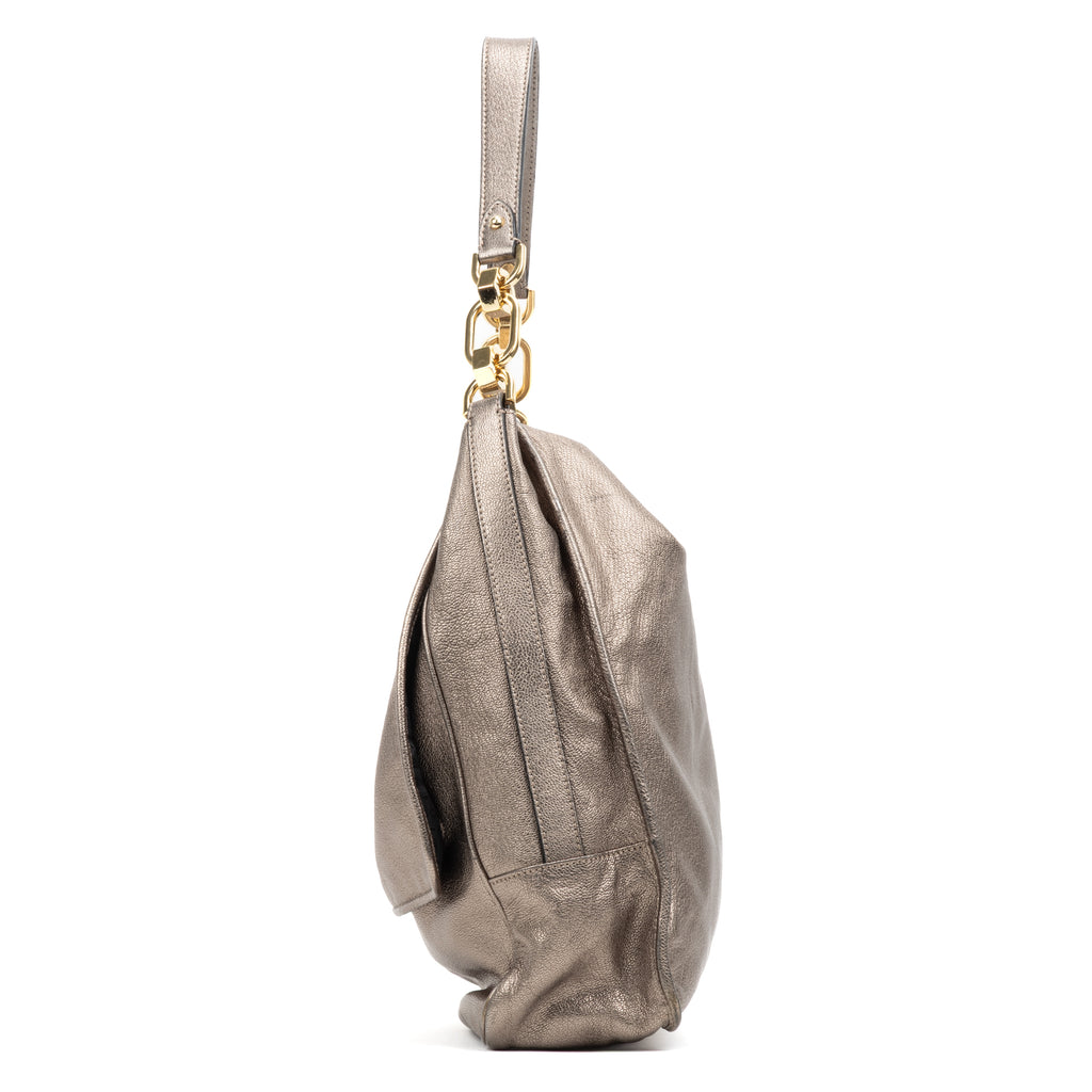 Shoulder bag Large Flap Shoulder Bag Gold Goatskin Leather