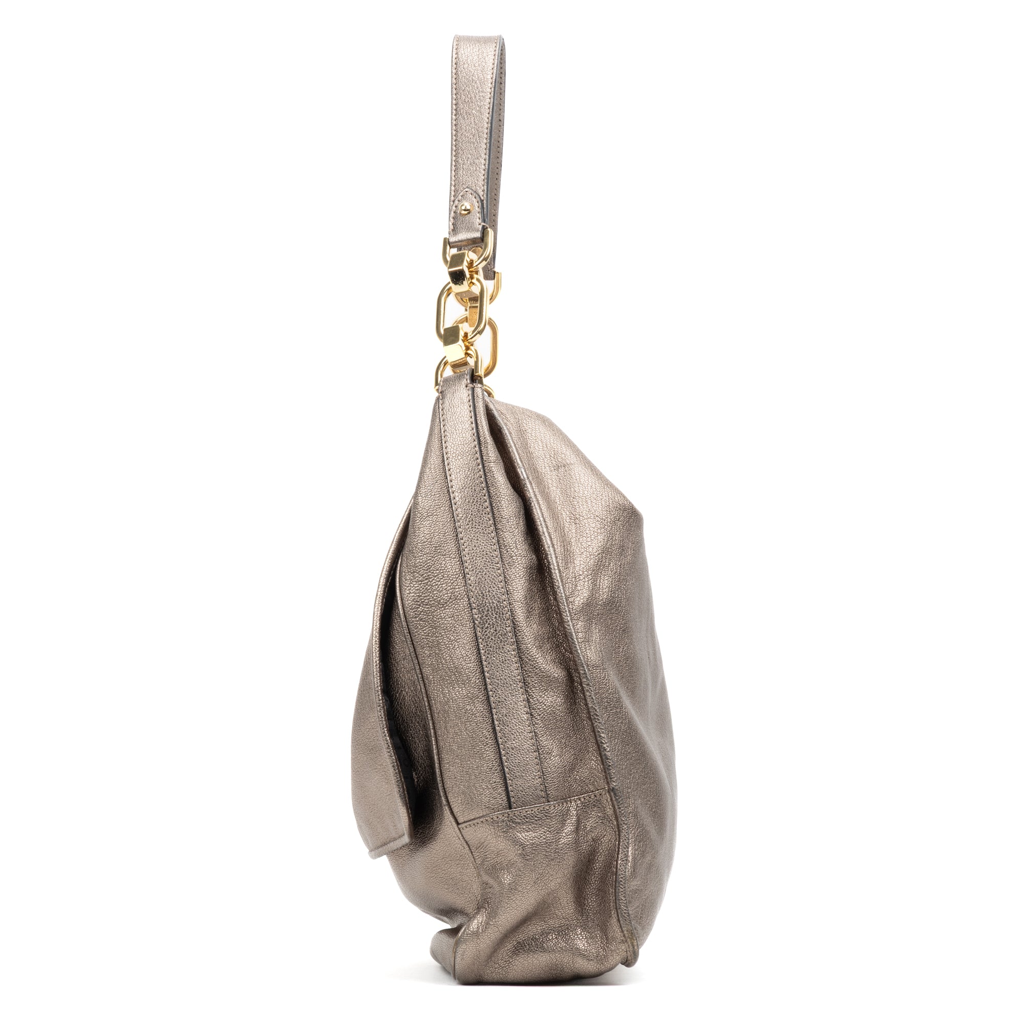 Shoulder bag Large Flap Shoulder Bag Gold Goatskin Leather