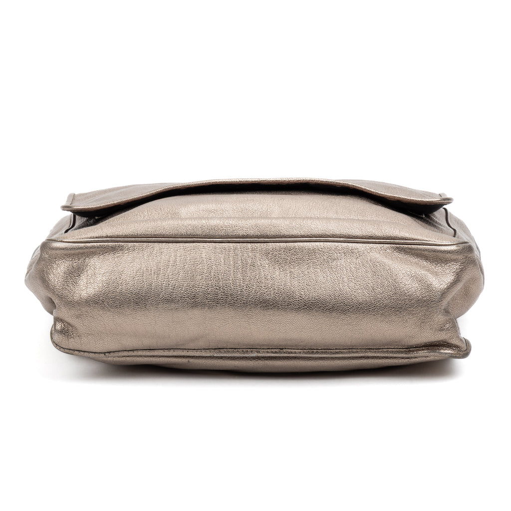 Shoulder bag Large Flap Shoulder Bag Gold Goatskin Leather