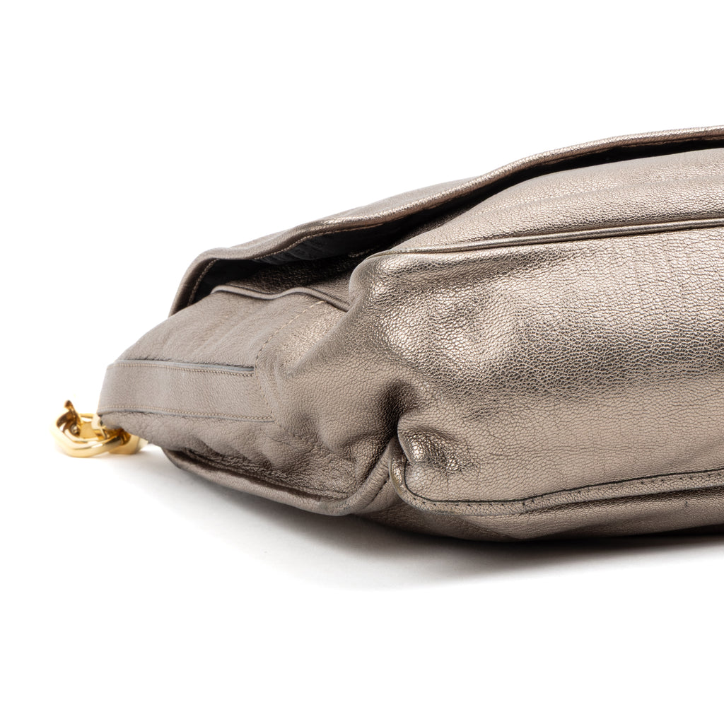 Shoulder bag Large Flap Shoulder Bag Gold Goatskin Leather