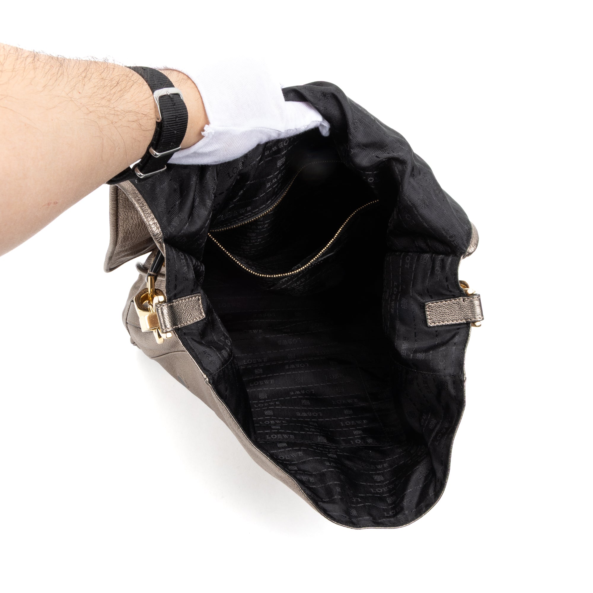 Shoulder bag Large Flap Shoulder Bag Gold Goatskin Leather