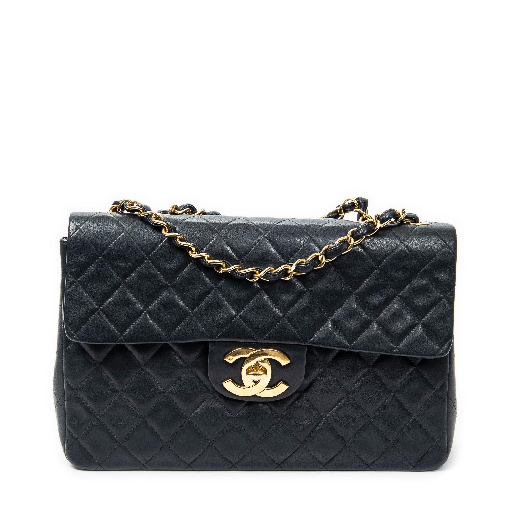 Shoulder bag Maxi Jumbo XL Flap Black Quilted Lambskin Leather