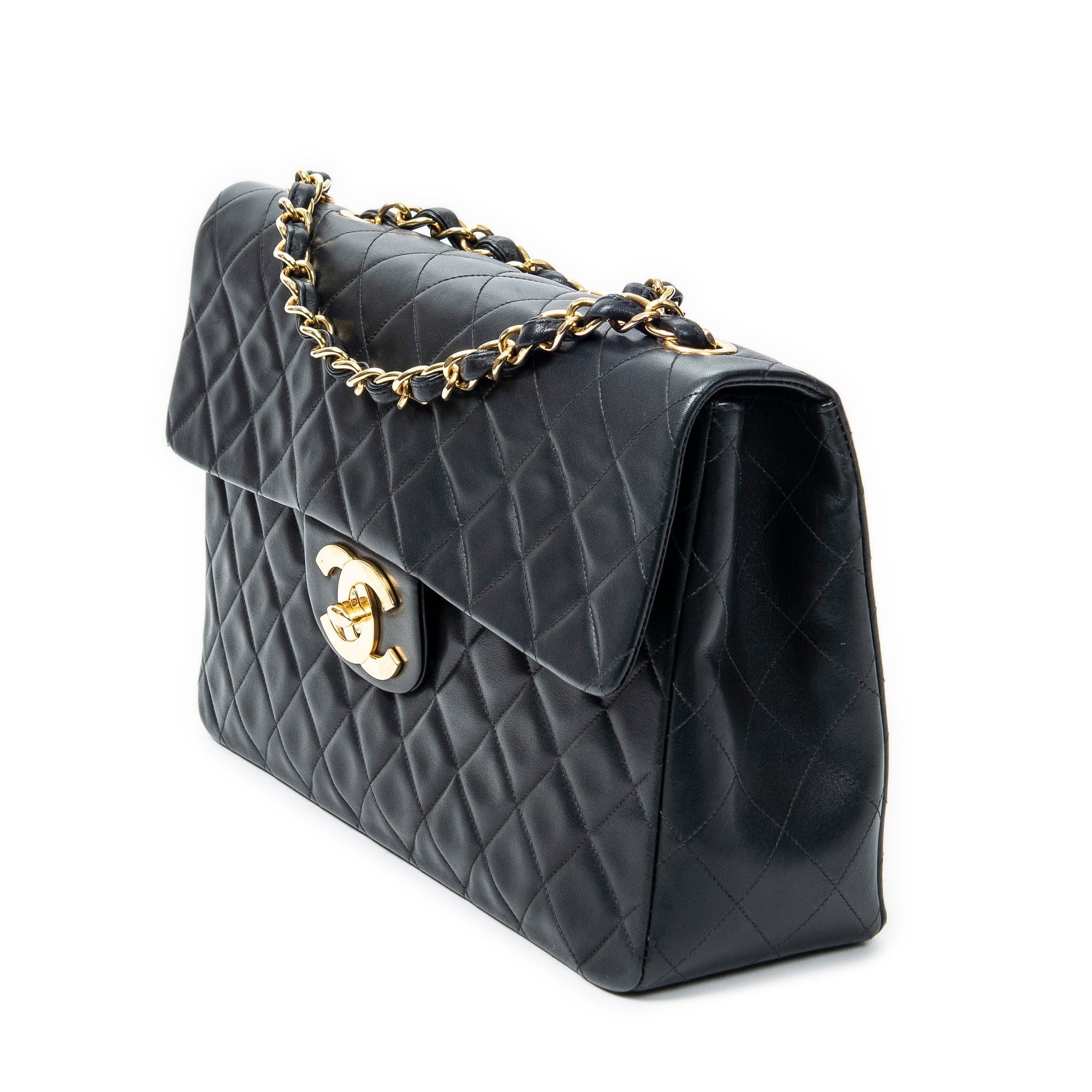 Shoulder bag Maxi Jumbo XL Flap Black Quilted Lambskin Leather