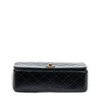 Sac à bandoulière Mademoiselle Full Flap en cuir d'agneau matelassé noir