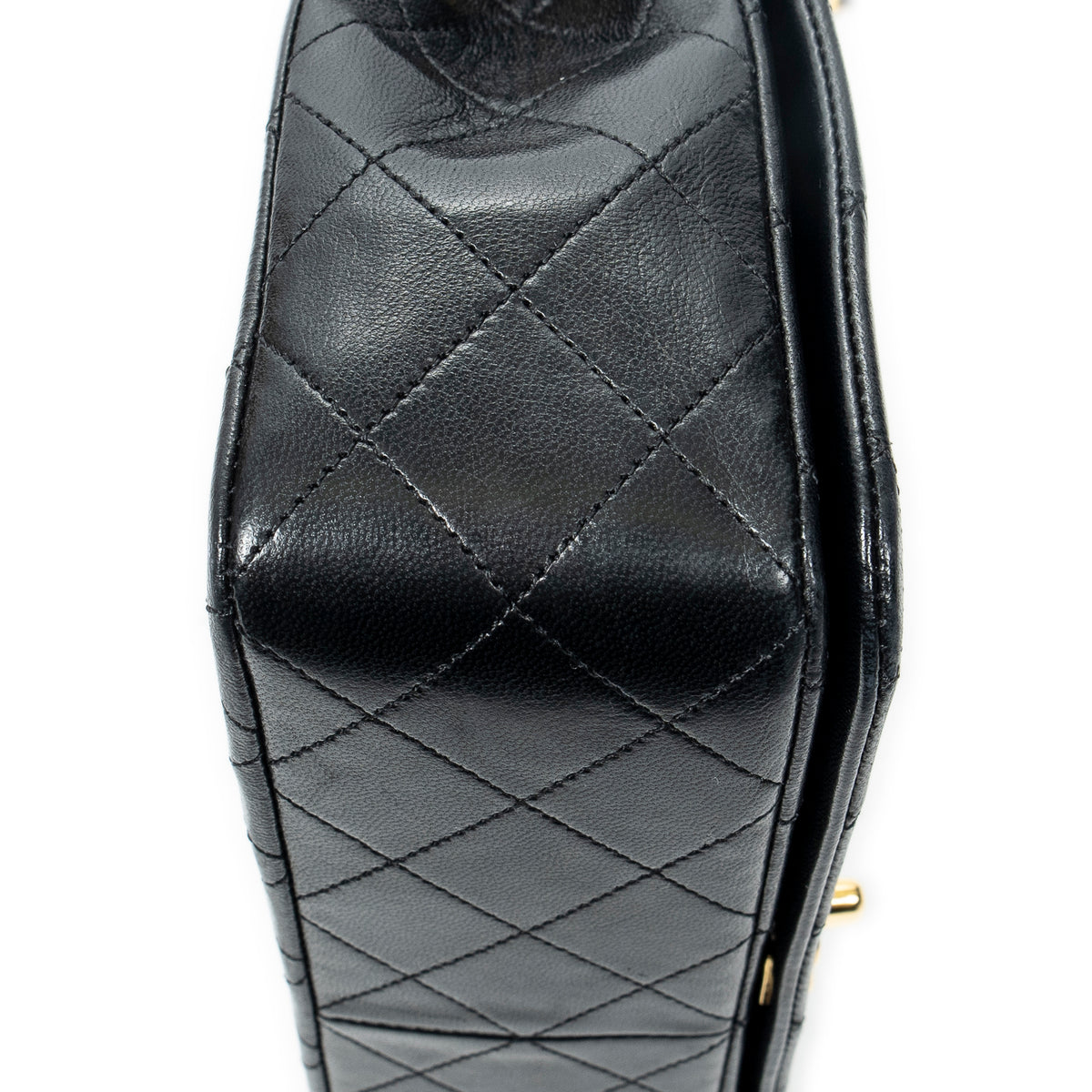 Sac à bandoulière Mademoiselle Full Flap en cuir d'agneau matelassé noir