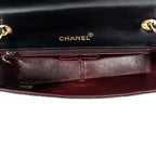 Sac à bandoulière Mademoiselle Full Flap en cuir d'agneau matelassé noir