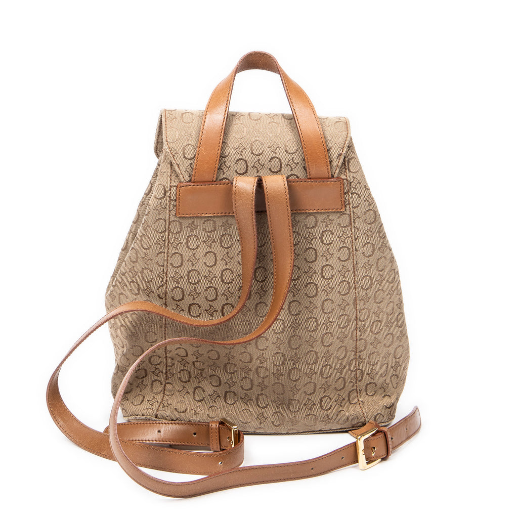 Backpack Front Zip Drawstring Backpack Beige C Macadam Canvas