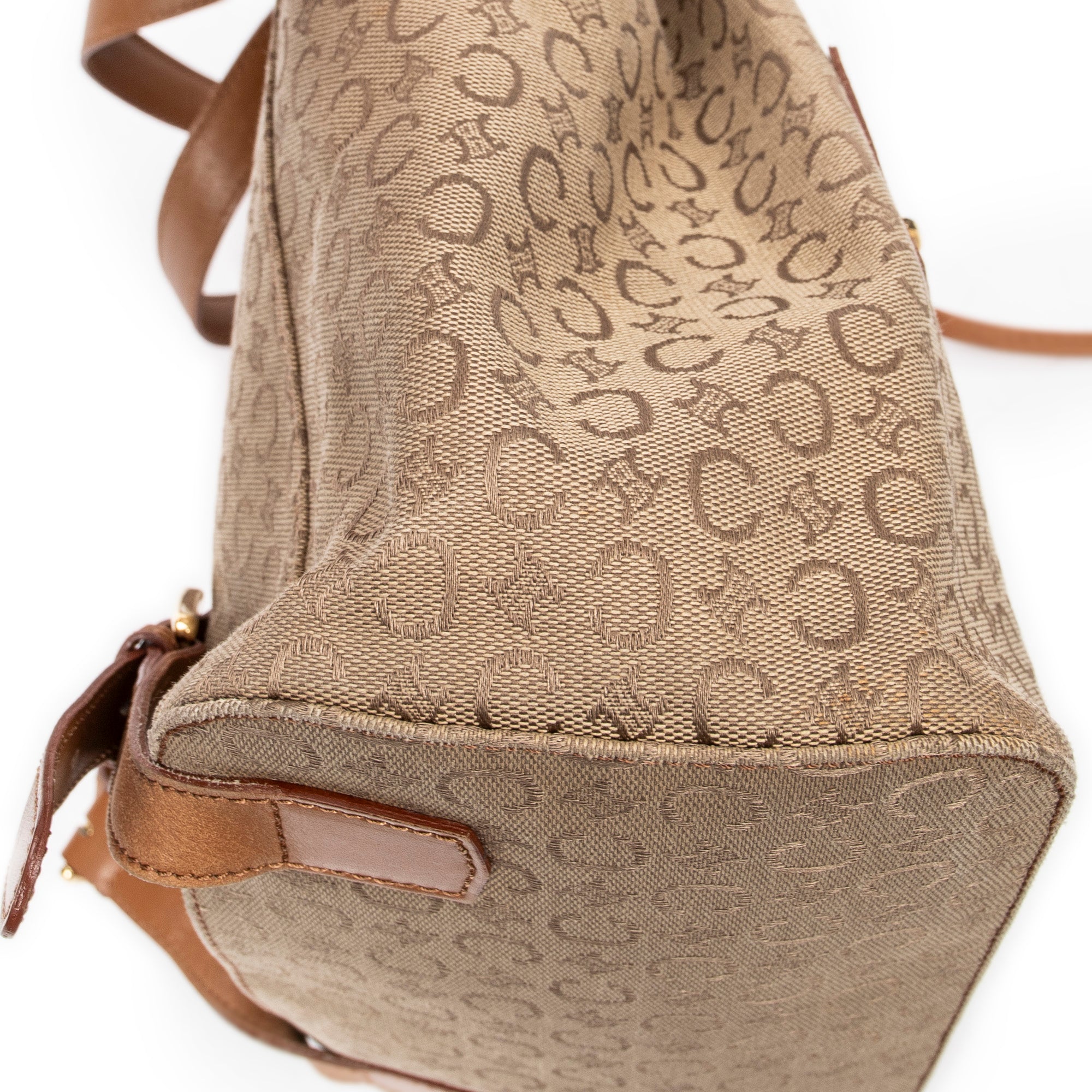 Backpack Front Zip Drawstring Backpack Beige C Macadam Canvas
