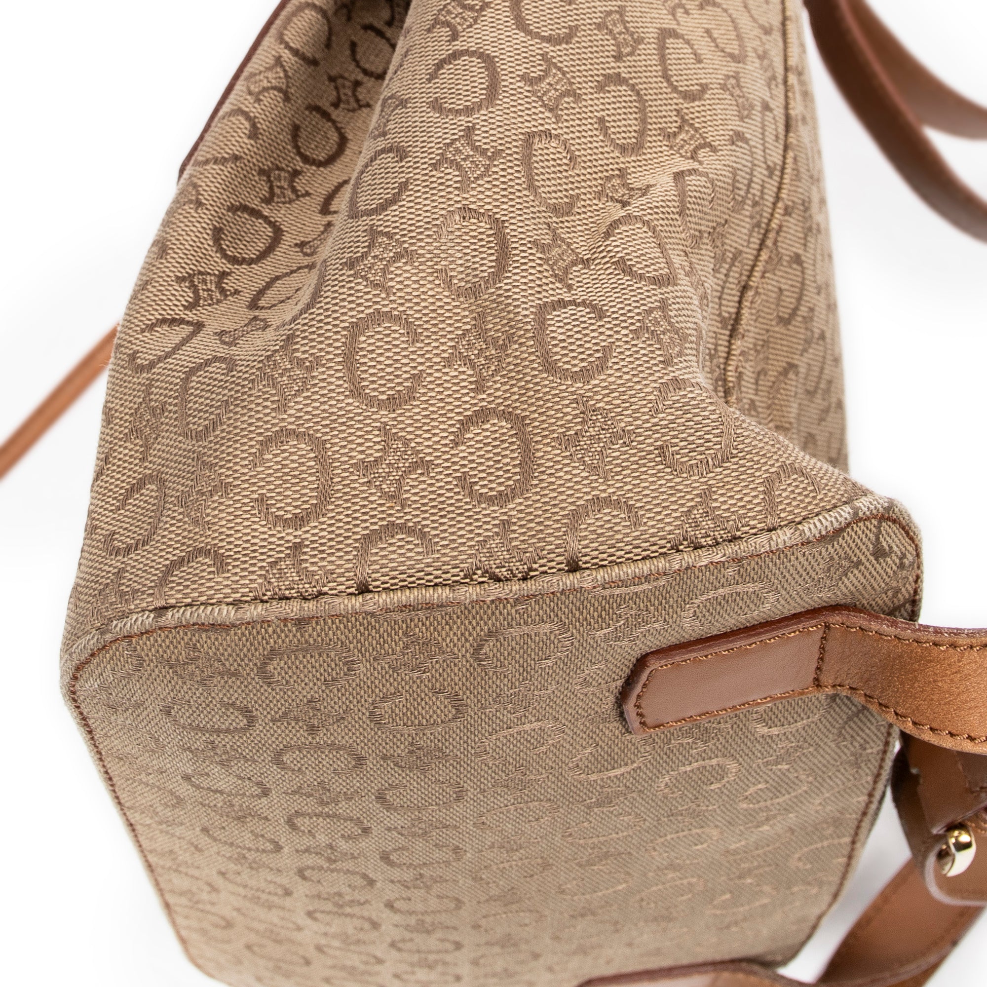 Backpack Front Zip Drawstring Backpack Beige C Macadam Canvas