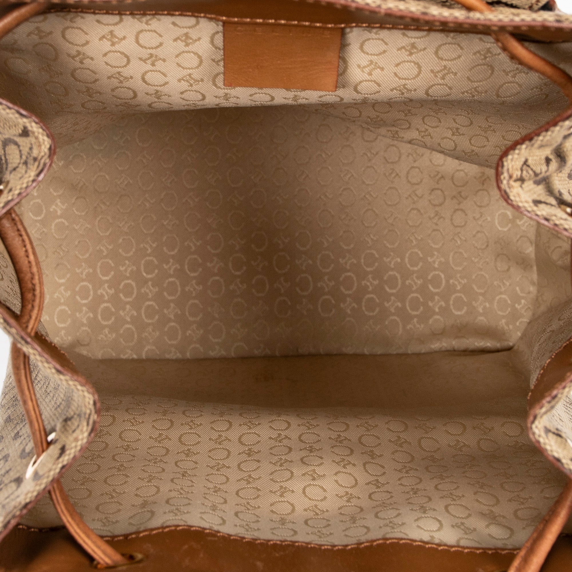 Backpack Front Zip Drawstring Backpack Beige C Macadam Canvas