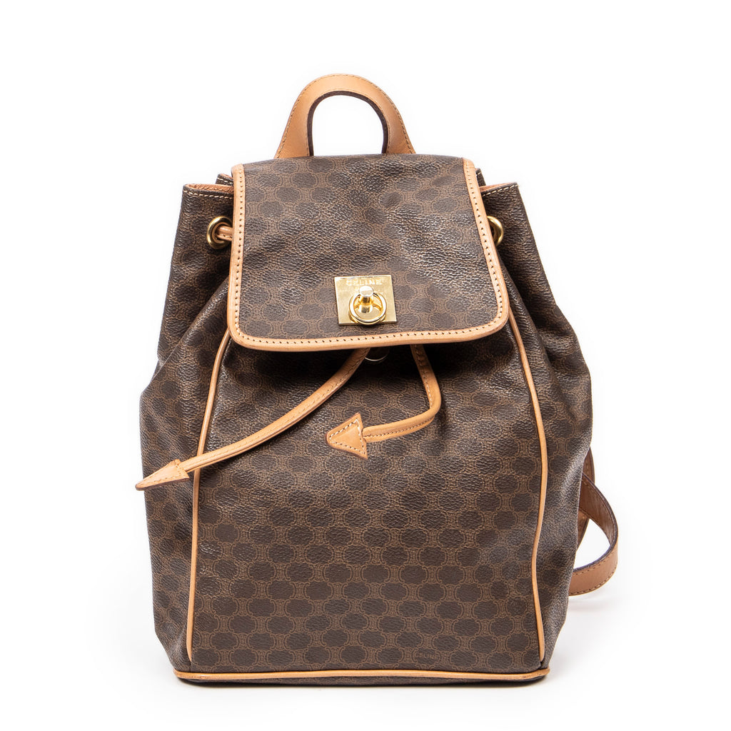 Backpack Drawstring Flap Backpack Beige Macadam Coated Canvas