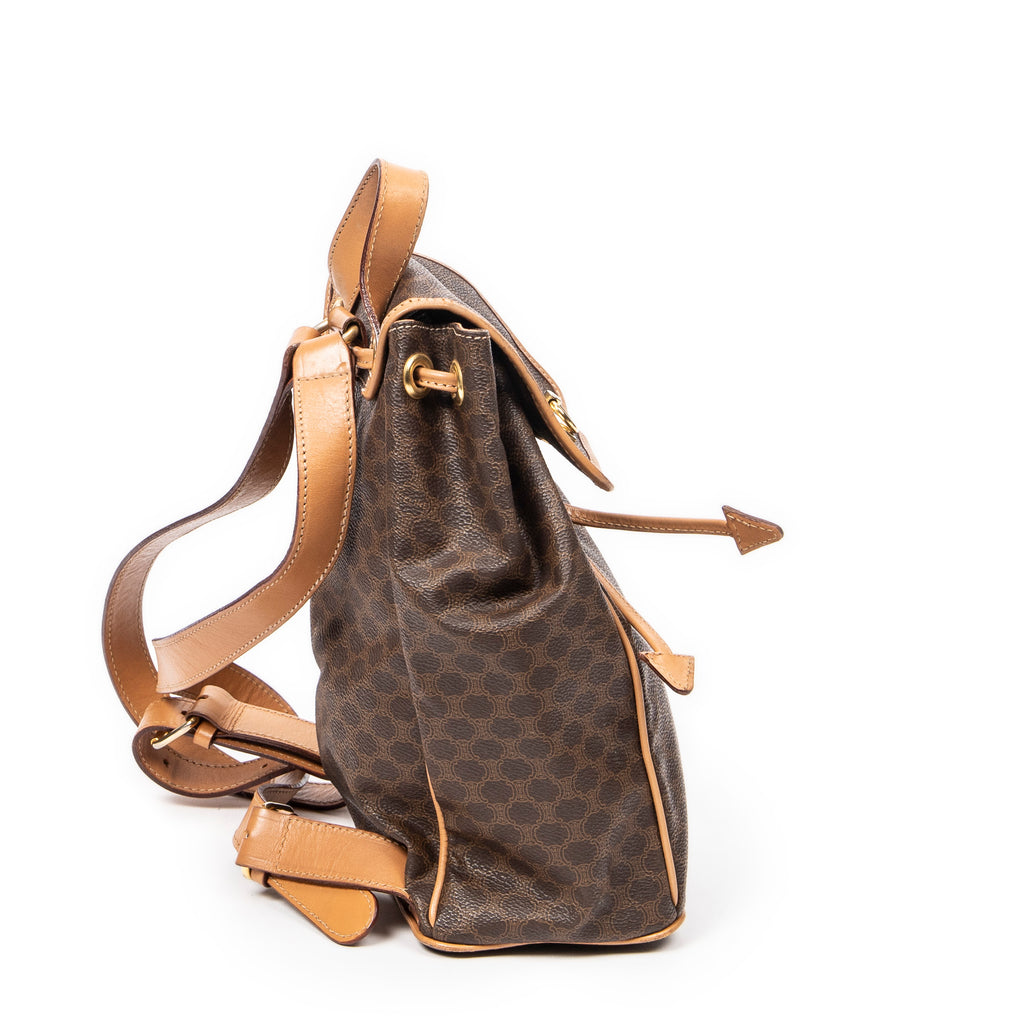 Backpack Drawstring Flap Backpack Beige Macadam Coated Canvas