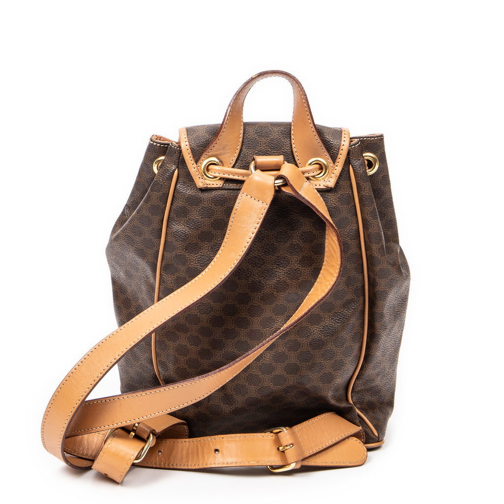 Backpack Drawstring Flap Backpack Beige Macadam Coated Canvas