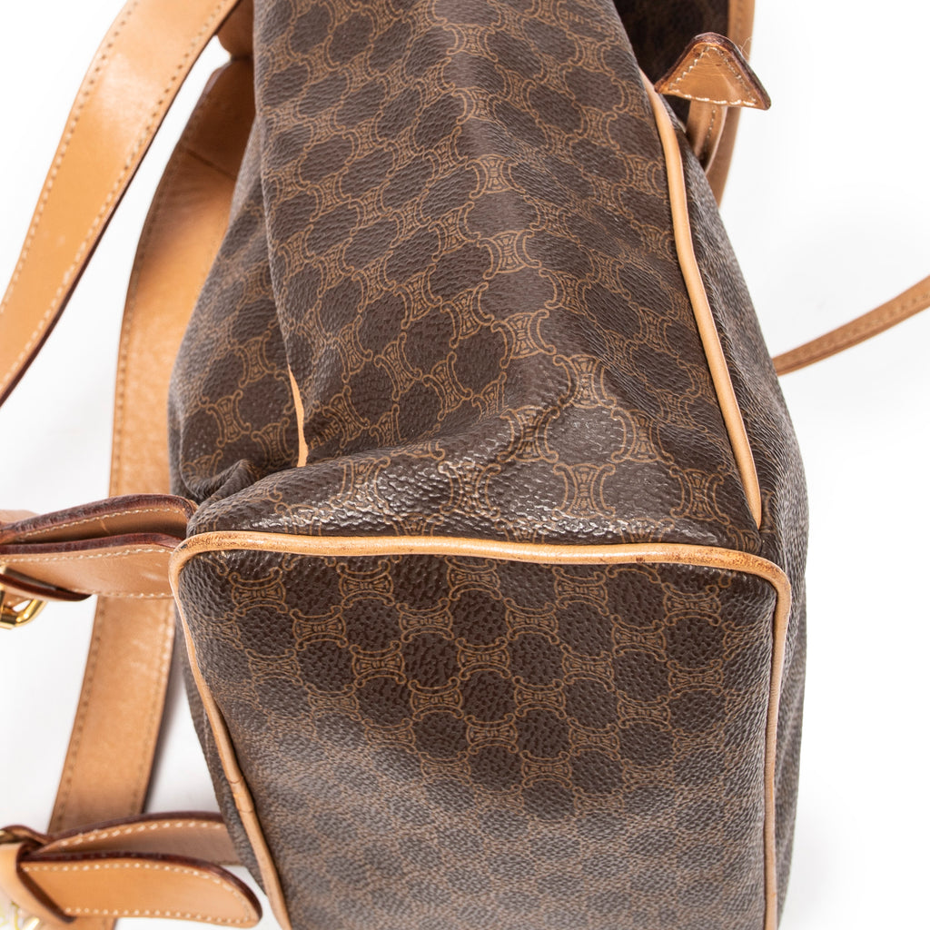 Backpack Drawstring Flap Backpack Beige Macadam Coated Canvas