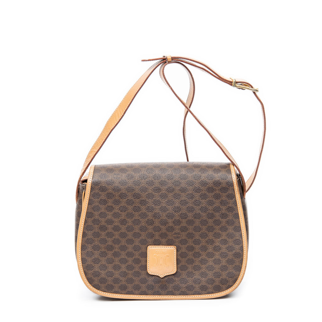 Shoulder bag Vintage Flap Crossbody Brown Coated Canvas