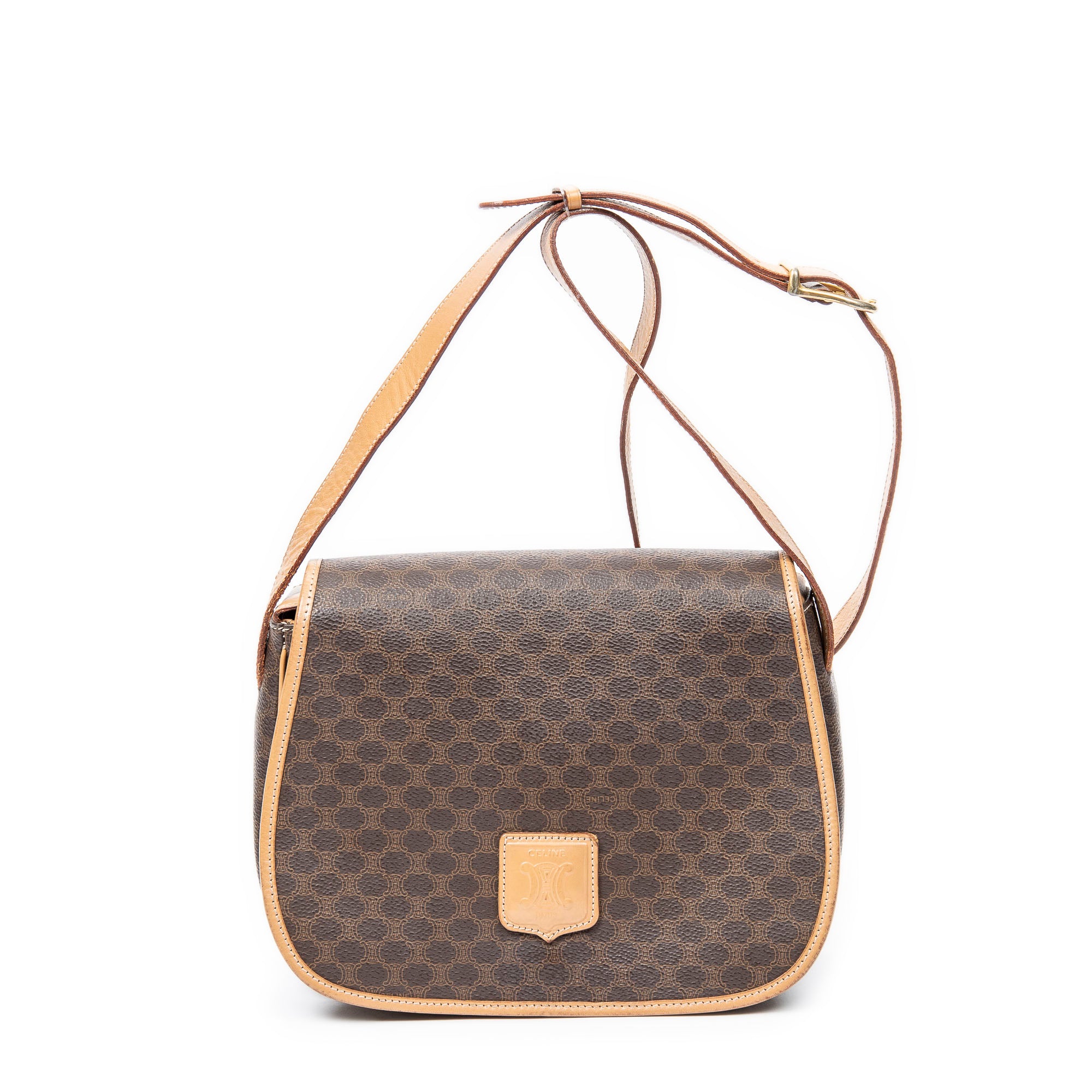 Shoulder bag Vintage Flap Crossbody Brown Coated Canvas