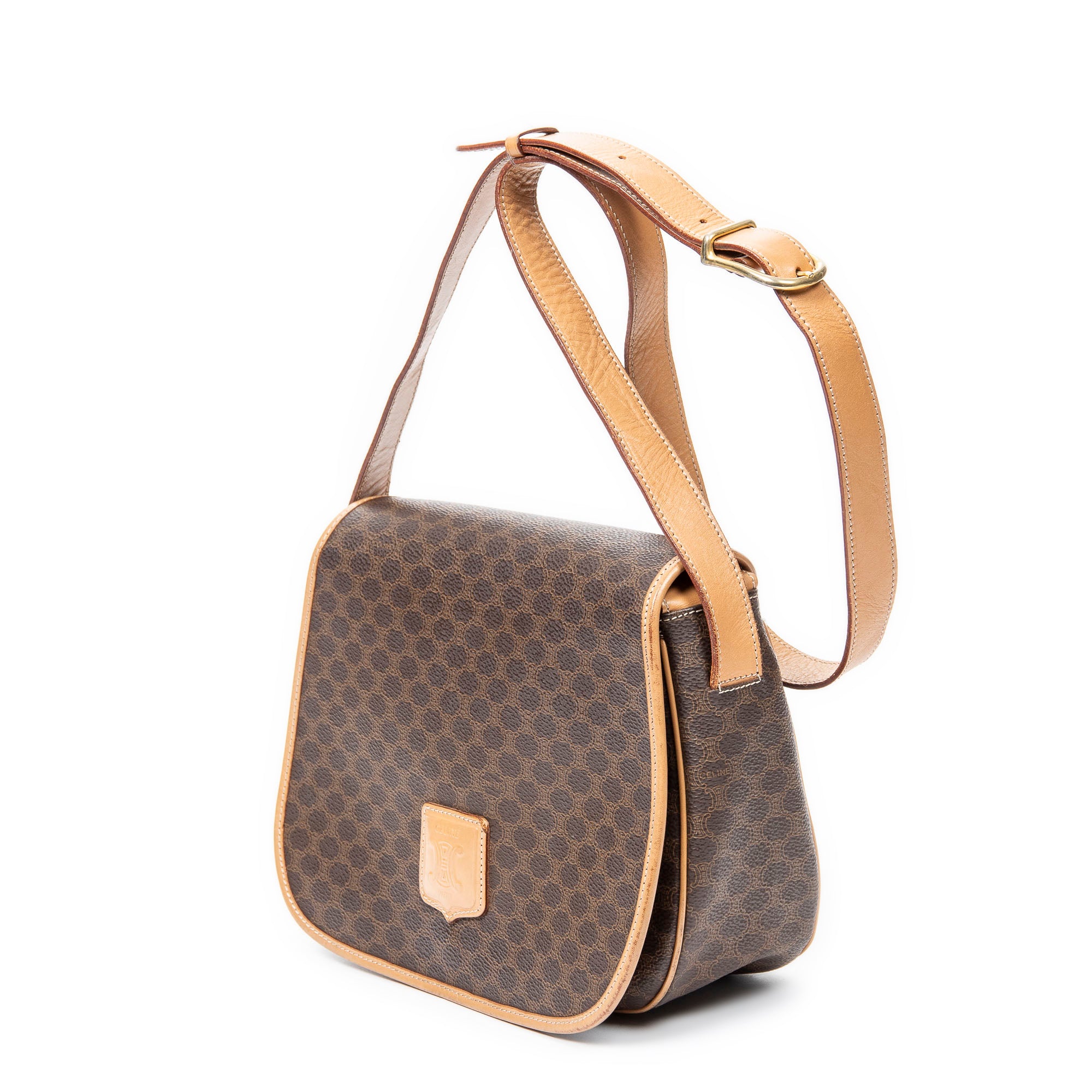 Shoulder bag Vintage Flap Crossbody Brown Coated Canvas
