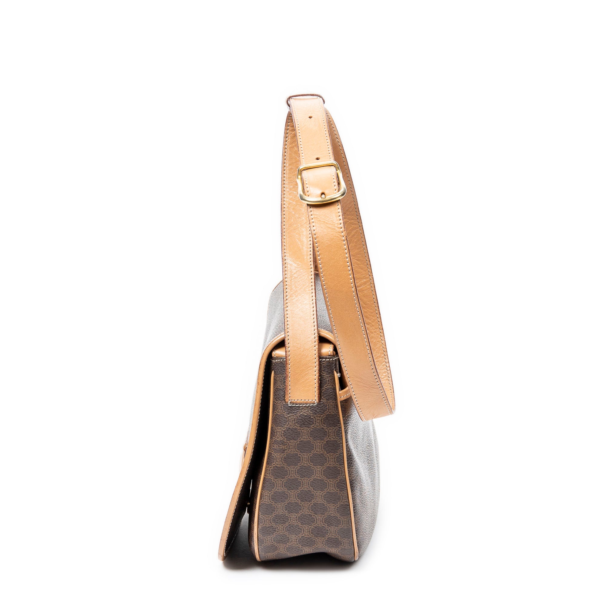 Shoulder bag Vintage Flap Crossbody Brown Coated Canvas