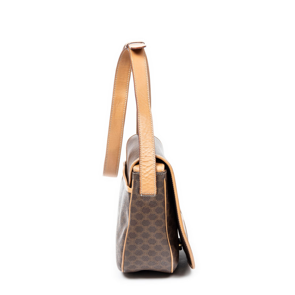 Shoulder bag Vintage Flap Crossbody Brown Coated Canvas