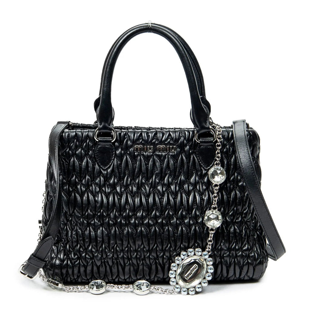 Bolso de hombro Mediano Crystal Tote Piel Matelassé Negra