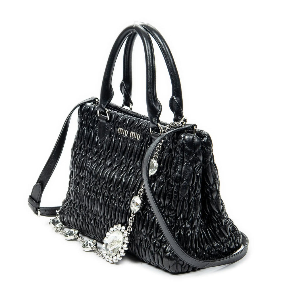 Bolso de hombro Mediano Crystal Tote Piel Matelassé Negra