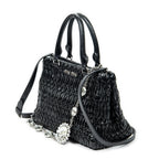 Bolso de hombro Mediano Crystal Tote Piel Matelassé Negra