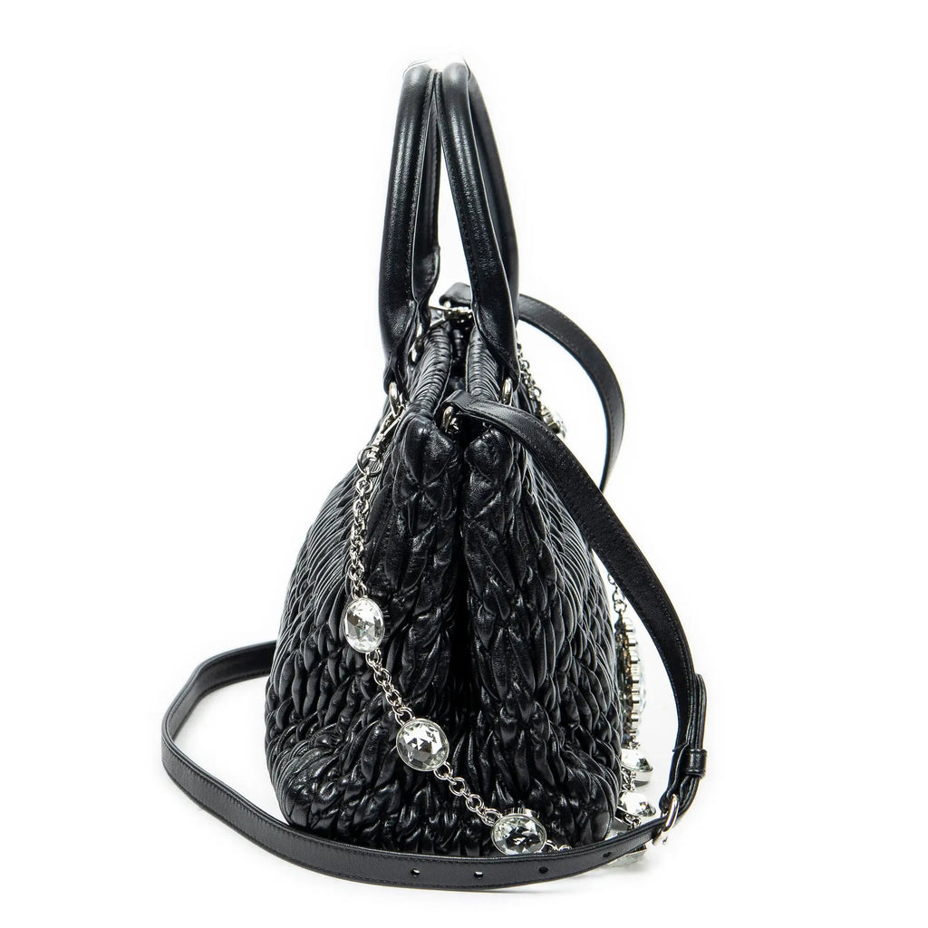 Bolso de hombro Mediano Crystal Tote Piel Matelassé Negra