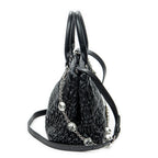 Bolso de hombro Mediano Crystal Tote Piel Matelassé Negra