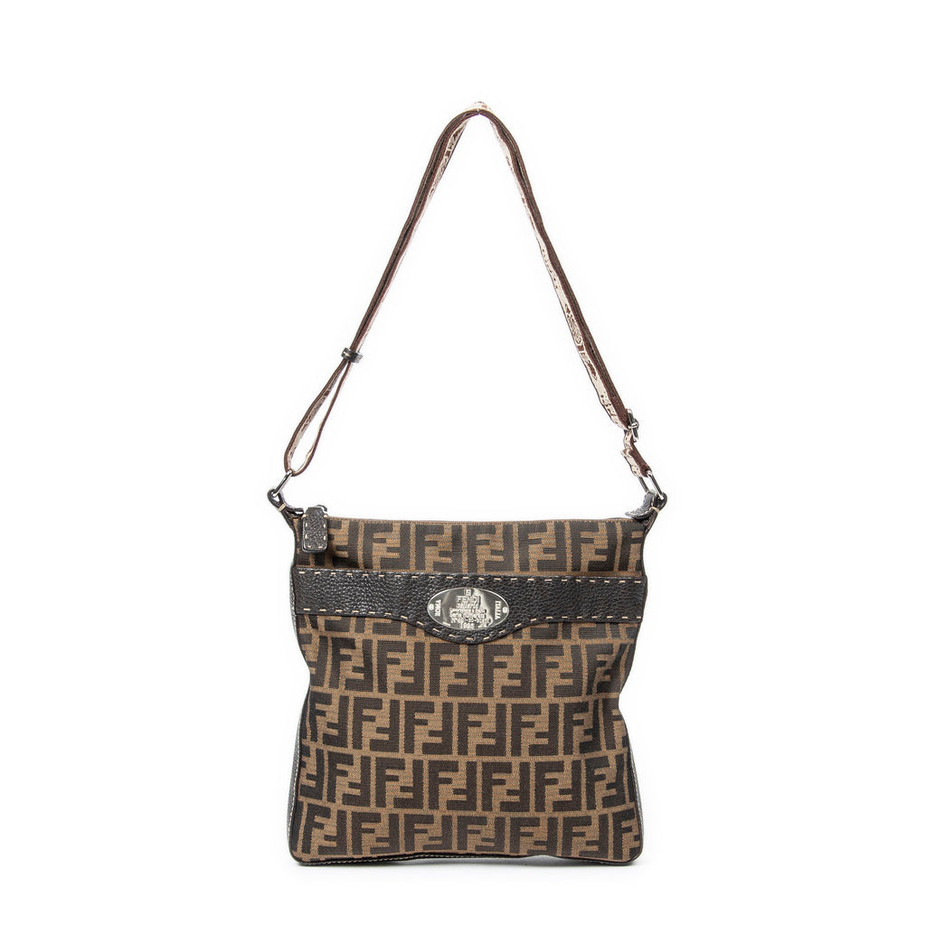 Shoulder bag Selleria Crossbody Khaki Zucca Canvas