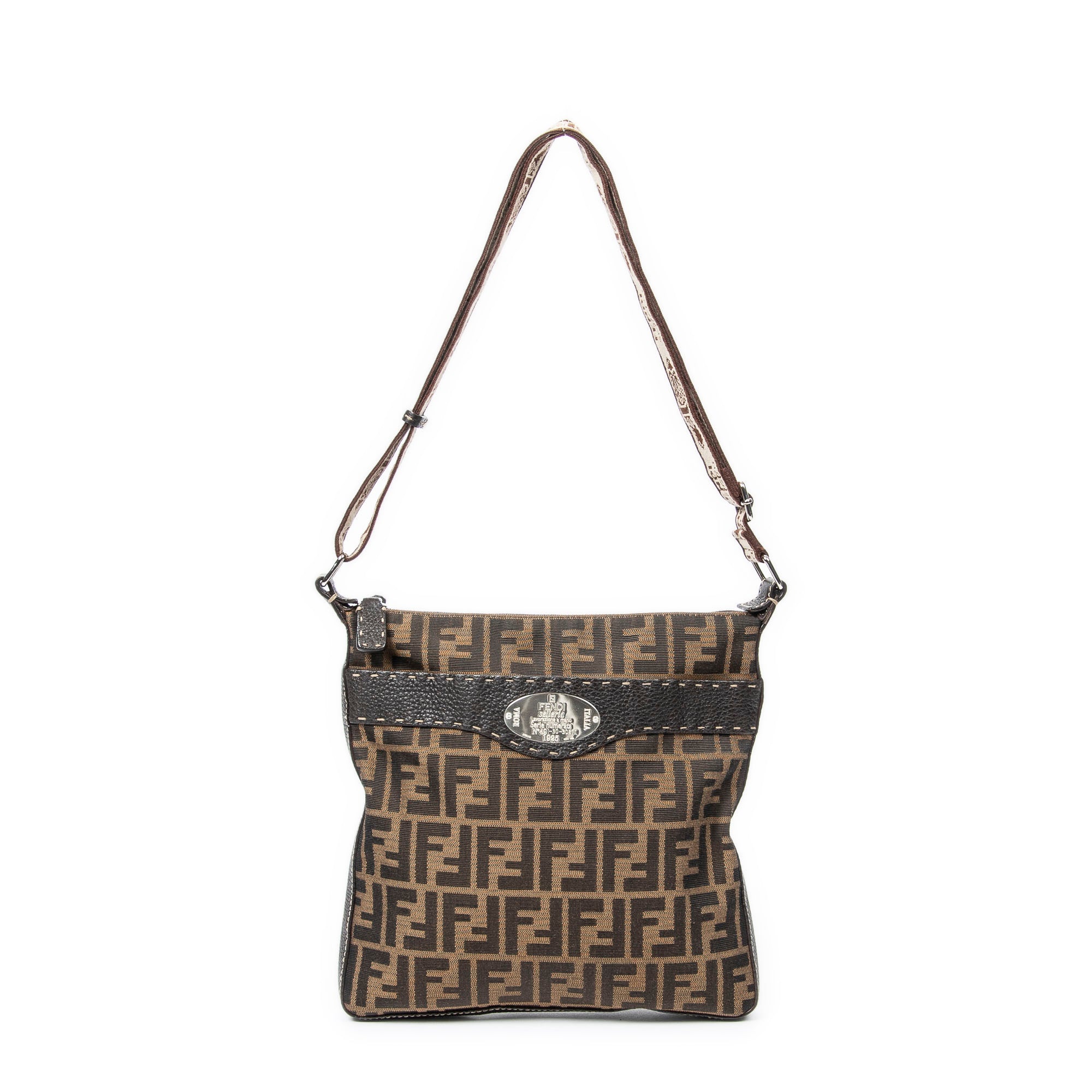 Shoulder bag Selleria Crossbody Khaki Zucca Canvas