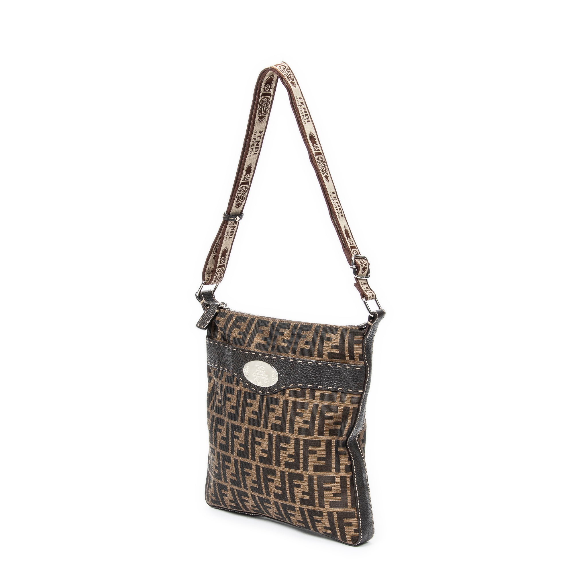 Shoulder bag Selleria Crossbody Khaki Zucca Canvas