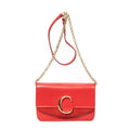 Bolso de hombro C Chain Clutch Piel de becerro roja