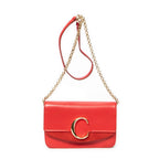 Bolso de hombro C Chain Clutch Piel de becerro roja