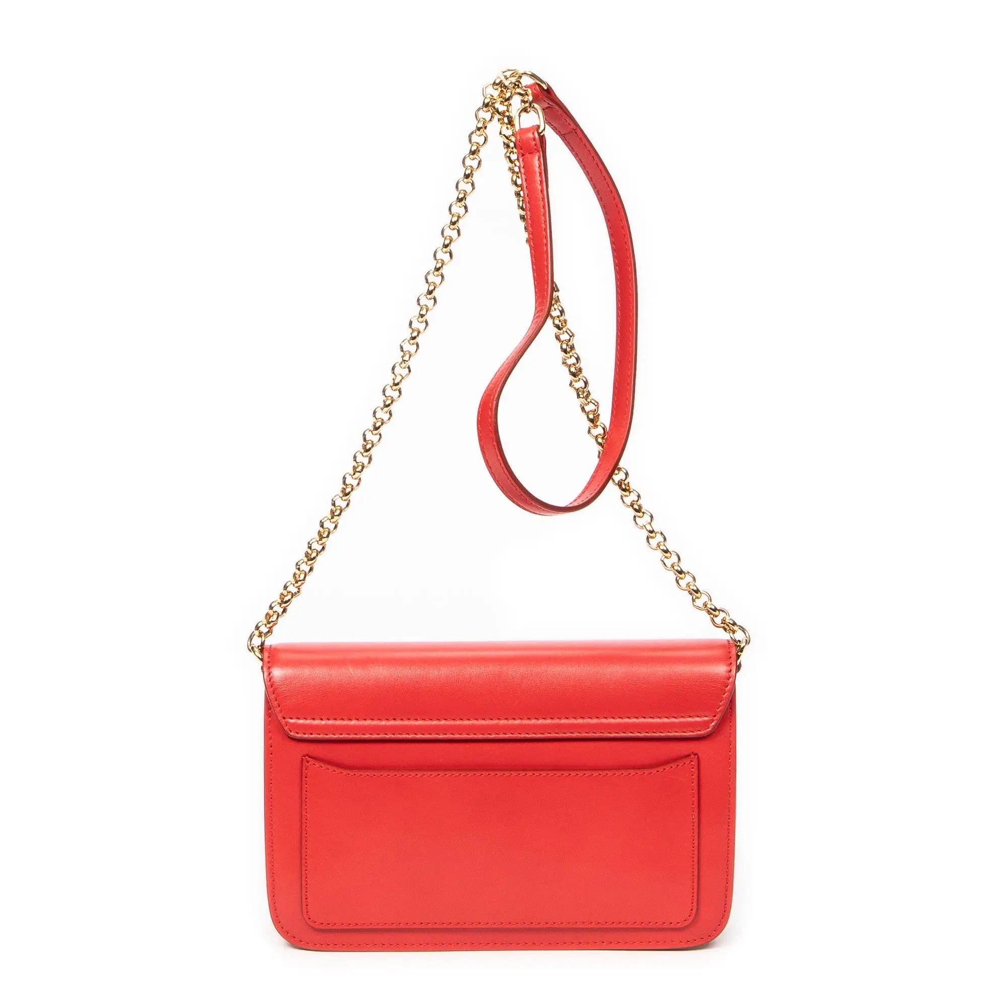 Bolso de hombro C Chain Clutch Piel de becerro roja