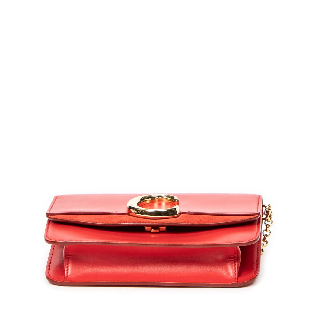 Bolso de hombro C Chain Clutch Piel de becerro roja