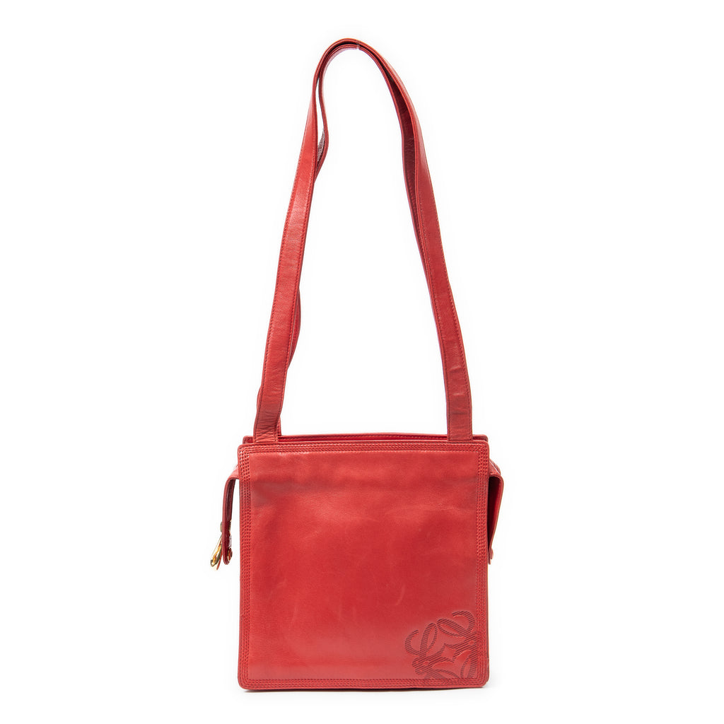 Shoulder Bag Small Vintage Anagram Tote Red Calfskin Leather