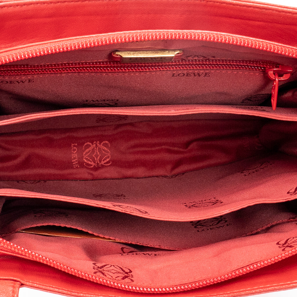 Shoulder Bag Small Vintage Anagram Tote Red Calfskin Leather
