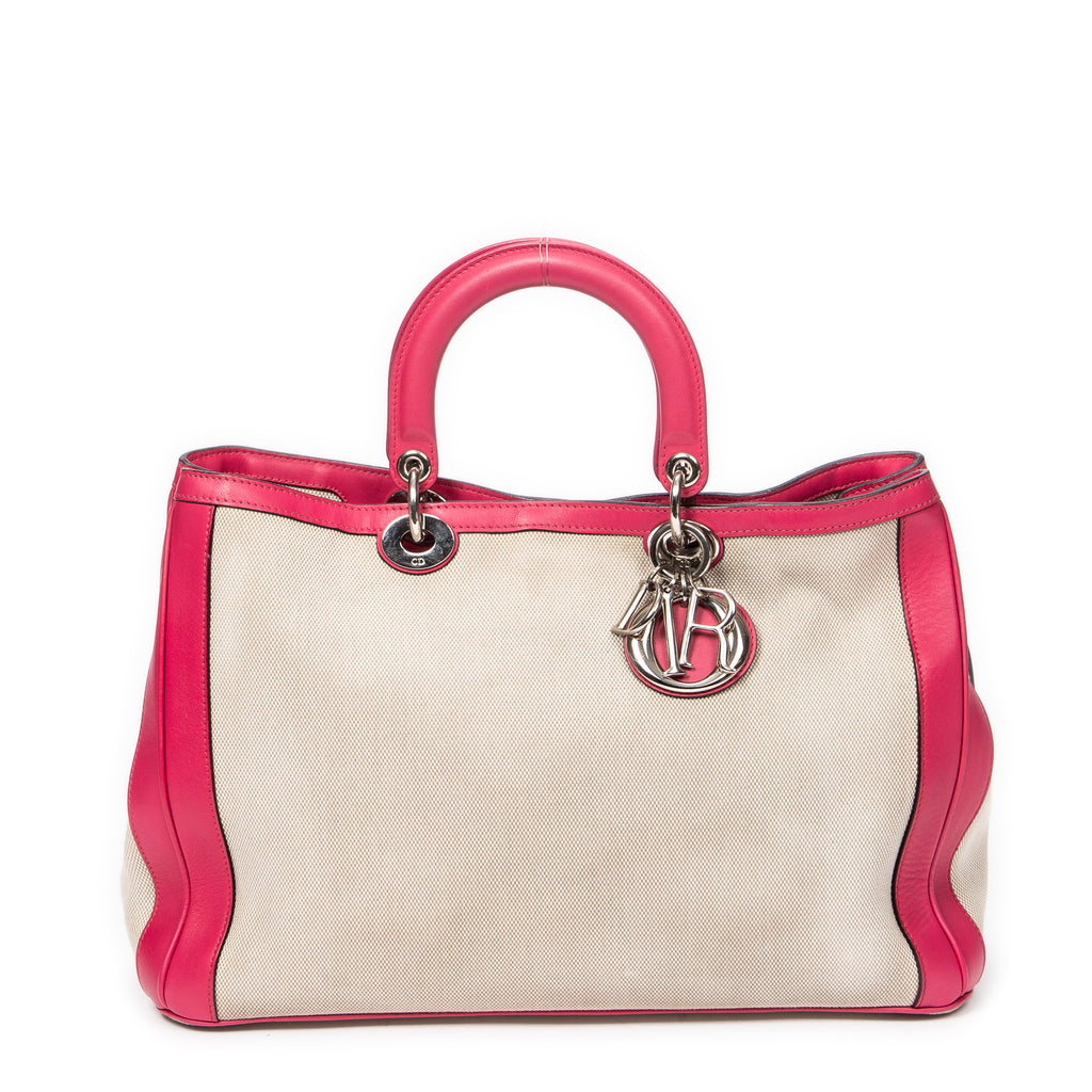Shoulder Bag Large Diorissimo Tote Beige Woven Canvas
