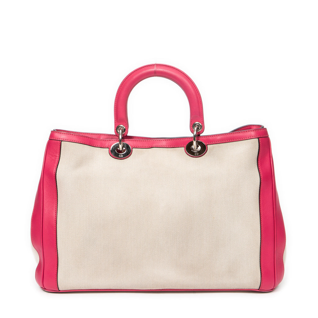 Shoulder Bag Large Diorissimo Tote Beige Woven Canvas