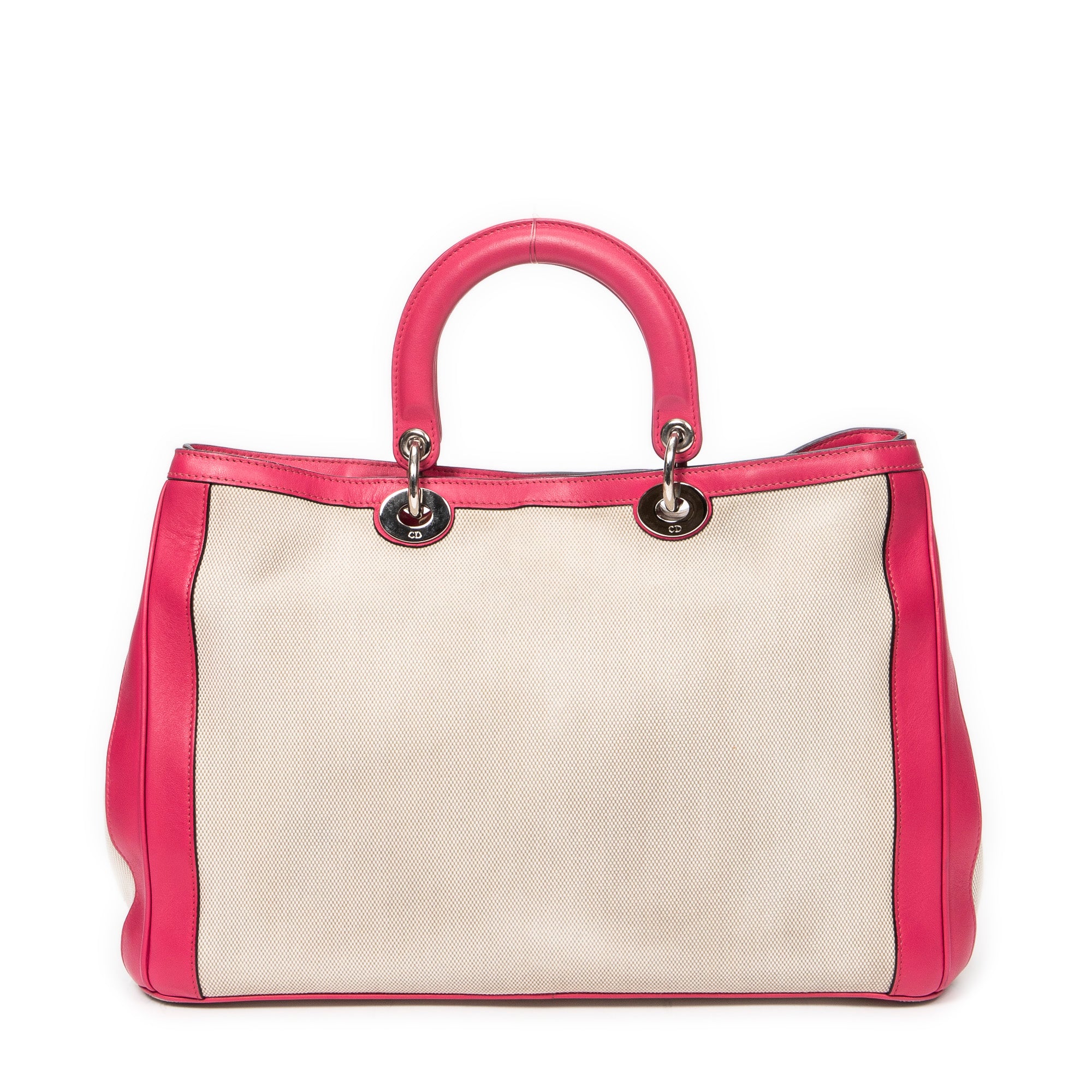 Shoulder Bag Large Diorissimo Tote Beige Woven Canvas