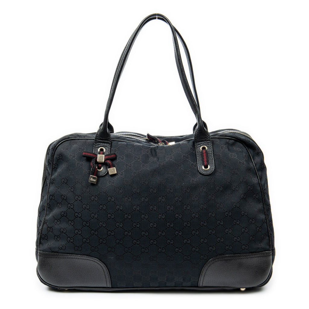 Shoulder Bag Large Princy Boston Black Monogrammed Canvas